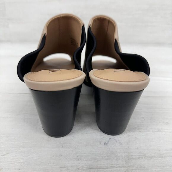 NIC+ZOE Kennedy Mule Women 8 M Tan Black Leather Peep Toe Block Heel Neutral NEW - Picture 5 of 12